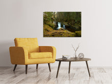 Laden Sie das Bild in den Galerie-Viewer, Leinwandbild Kleiner Wasserfall im Wald