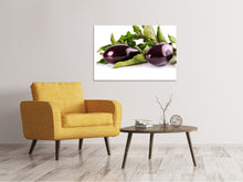 Laden Sie das Bild in den Galerie-Viewer, Leinwandbild Frische Auberginen