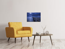 Laden Sie das Bild in den Galerie-Viewer, Leinwandbild Seebrücke bei Nacht