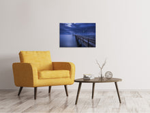 Laden Sie das Bild in den Galerie-Viewer, Leinwandbild Seebrücke bei Nacht