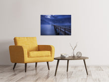 Laden Sie das Bild in den Galerie-Viewer, Leinwandbild Seebrücke bei Nacht
