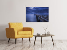 Laden Sie das Bild in den Galerie-Viewer, Leinwandbild Seebrücke bei Nacht