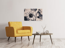Laden Sie das Bild in den Galerie-Viewer, Leinwandbild Bienen auf der Sonnenblume sw