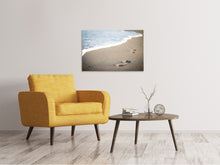 Laden Sie das Bild in den Galerie-Viewer, Leinwandbild Fussspuren im Sand am Strand