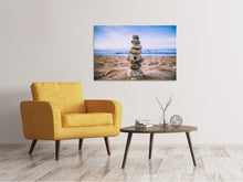 Laden Sie das Bild in den Galerie-Viewer, Leinwandbild Steinstapel am Strand
