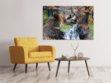 Laden Sie das Bild in den Galerie-Viewer, Leinwandbild Grizzly Kampf