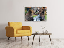 Laden Sie das Bild in den Galerie-Viewer, Leinwandbild Grizzly Kampf