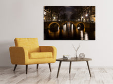 Laden Sie das Bild in den Galerie-Viewer, Leinwandbild Nachts in Amsterdam