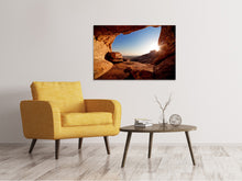 Laden Sie das Bild in den Galerie-Viewer, Leinwandbild Sonnenuntergang vor der Höhle