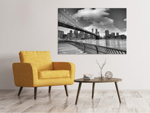 Laden Sie das Bild in den Galerie-Viewer, Leinwandbild Skyline Schwarzweissfotografie Brooklyn Bridge NY