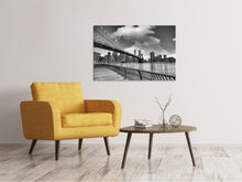 Laden Sie das Bild in den Galerie-Viewer, Leinwandbild Skyline Schwarzweissfotografie Brooklyn Bridge NY