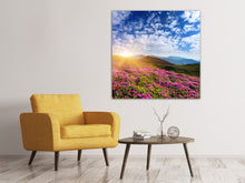 Laden Sie das Bild in den Galerie-Viewer, Leinwandbild Blumige Berglandschaft