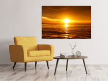 Laden Sie das Bild in den Galerie-Viewer, Leinwandbild Glühender Sonnenuntergang am Wasser
