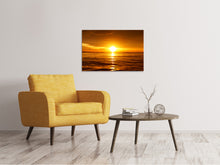 Laden Sie das Bild in den Galerie-Viewer, Leinwandbild Glühender Sonnenuntergang am Wasser