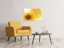 Laden Sie das Bild in den Galerie-Viewer, Leinwandbild Sonnenblume im Morgentau