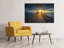 Laden Sie das Bild in den Galerie-Viewer, Leinwandbild Der Sonnenuntergang bei der Holzbrücke