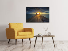 Laden Sie das Bild in den Galerie-Viewer, Leinwandbild Der Sonnenuntergang bei der Holzbrücke