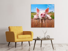 Laden Sie das Bild in den Galerie-Viewer, Leinwandbild Schweinchen im Glück