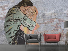 Laden Sie das Bild in den Galerie-Viewer, Fototapete Das Mädchen an der Wand
