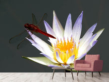 Laden Sie das Bild in den Galerie-Viewer, Fototapete Die Libelle auf der Blüte
