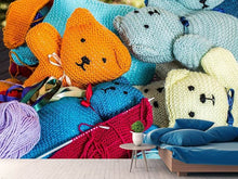 Laden Sie das Bild in den Galerie-Viewer, Fototapete Gestrickte Teddys