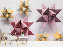 Laden Sie das Bild in den Galerie-Viewer, Fototapete Origami Bunte Sterne