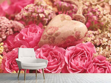 Laden Sie das Bild in den Galerie-Viewer, Fototapete Romantische Rosen mit Herz