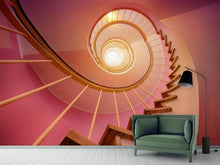Laden Sie das Bild in den Galerie-Viewer, Fototapete Wendeltreppe in pink