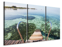 Laden Sie das Bild in den Galerie-Viewer, Leinwandbild 3-teilig Bad im Meer