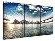 Laden Sie das Bild in den Galerie-Viewer, Leinwandbild 3-teilig Brooklyn Bridge From The Other Side