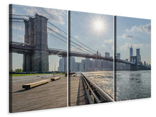Laden Sie das Bild in den Galerie-Viewer, Leinwandbild 3-teilig Brooklyn Bridge
