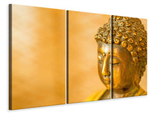 Laden Sie das Bild in den Galerie-Viewer, Leinwandbild 3-teilig Buddha Kopf