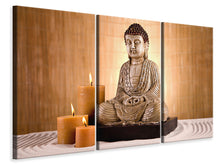Laden Sie das Bild in den Galerie-Viewer, Leinwandbild 3-teilig Buddha in der Meditation