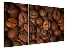 Laden Sie das Bild in den Galerie-Viewer, Leinwandbild 3-teilig Close Up Kaffeebohnen