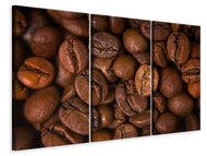 Leinwandbild 3-teilig Close Up Kaffeebohnen