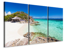 Laden Sie das Bild in den Galerie-Viewer, Leinwandbild 3-teilig Das Haus am Strand