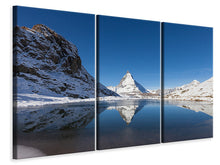 Laden Sie das Bild in den Galerie-Viewer, Leinwandbild 3-teilig Der Riffelsee am Matterhorn