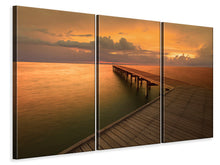 Laden Sie das Bild in den Galerie-Viewer, Leinwandbild 3-teilig Der Steg am Meer