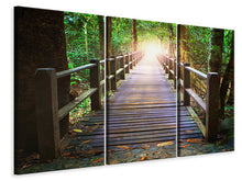 Laden Sie das Bild in den Galerie-Viewer, Leinwandbild 3-teilig Die Brücke im Wald