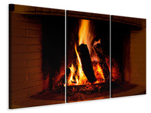 Laden Sie das Bild in den Galerie-Viewer, Leinwandbild 3-teilig Feuer im Kamin