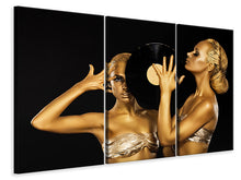 Laden Sie das Bild in den Galerie-Viewer, Leinwandbild 3-teilig Gold-DJ`s