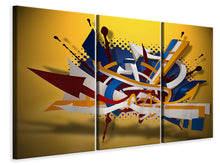 Laden Sie das Bild in den Galerie-Viewer, Leinwandbild 3-teilig Graffiti Art