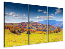 Laden Sie das Bild in den Galerie-Viewer, Leinwandbild 3-teilig Herbstliche Berglandschaft