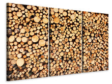 Laden Sie das Bild in den Galerie-Viewer, Leinwandbild 3-teilig Holzstämme