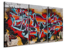 Laden Sie das Bild in den Galerie-Viewer, Leinwandbild 3-teilig New York Graffiti