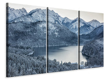 Laden Sie das Bild in den Galerie-Viewer, Leinwandbild 3-teilig Schwarzweissfotografie Berge
