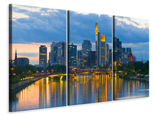 Laden Sie das Bild in den Galerie-Viewer, Leinwandbild 3-teilig Skyline Frankfurt am Main