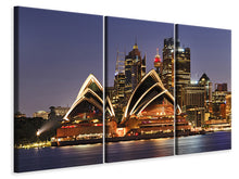Laden Sie das Bild in den Galerie-Viewer, Leinwandbild 3-teilig Skyline Mit dem Boot vor Sydney