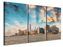 Laden Sie das Bild in den Galerie-Viewer, Leinwandbild 3-teilig Skyline New York from the other Side