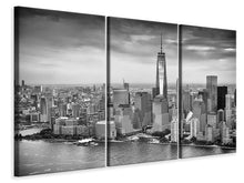 Laden Sie das Bild in den Galerie-Viewer, Leinwandbild 3-teilig Skyline Schwarzweissfotografie New York